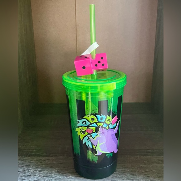 NWT Disney Parks Oogie Boogie Bash Tumbler 2022 Light Up Cup Dice Straw DCA - Picture 5 of 6
